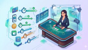 Иллюстрация способов оплаты и времени обработки транзакций в онлайн-казино с живыми дилерами