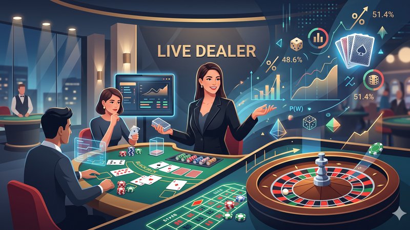 Иллюстрация с элементами настольных игр казино для статьи о вероятностях и стратегиях ставок